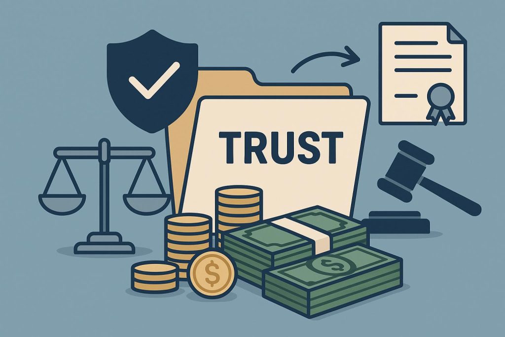 Marla Eskin: How Settlement Protection Trusts Function Settlement protection trust concept illustration with legal documents and financial planning elements