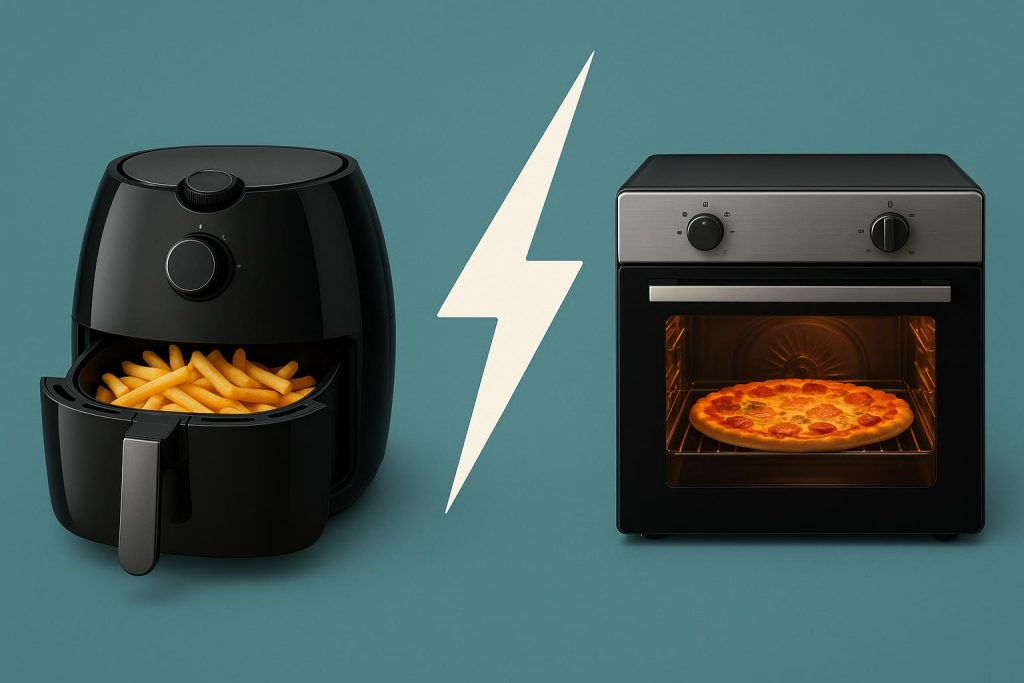 Airfryer vs Traditional Oven: Which One Saves More Energy? Airfryer and traditional oven side by side illustrating energy-saving kitchen appliances comparison