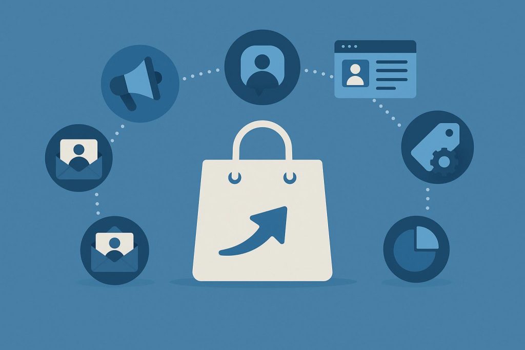 Custom marketing concept with branded products and digital personalization graphics for brands