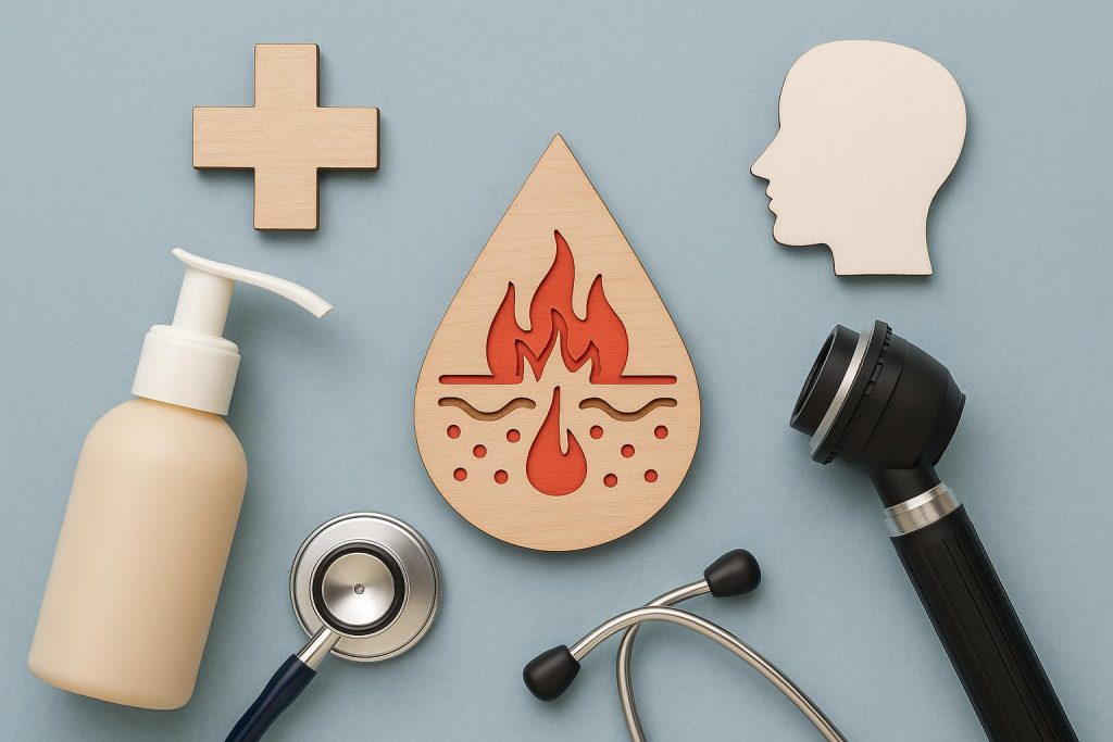 Dermatologist applying topical treatment to inflamed skin for effective flare-up management