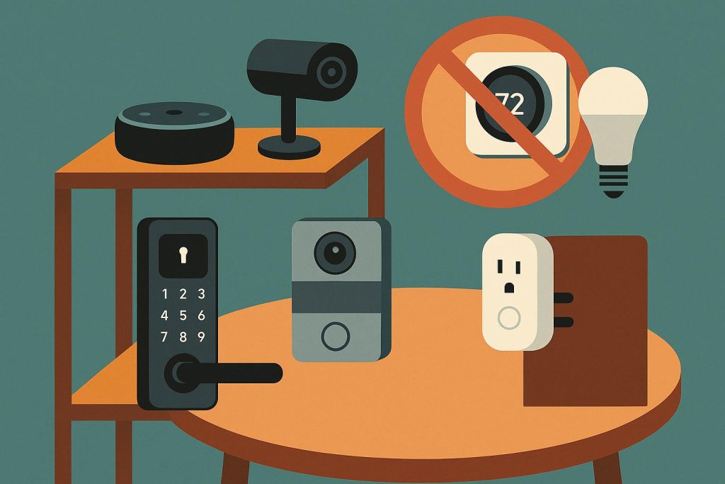 Modern apartment living room with smart home devices and connected technology for renters