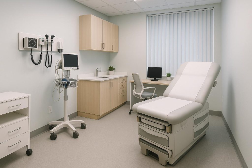 Modern medical clinic interior with advanced equipment enhancing patient comfort and care