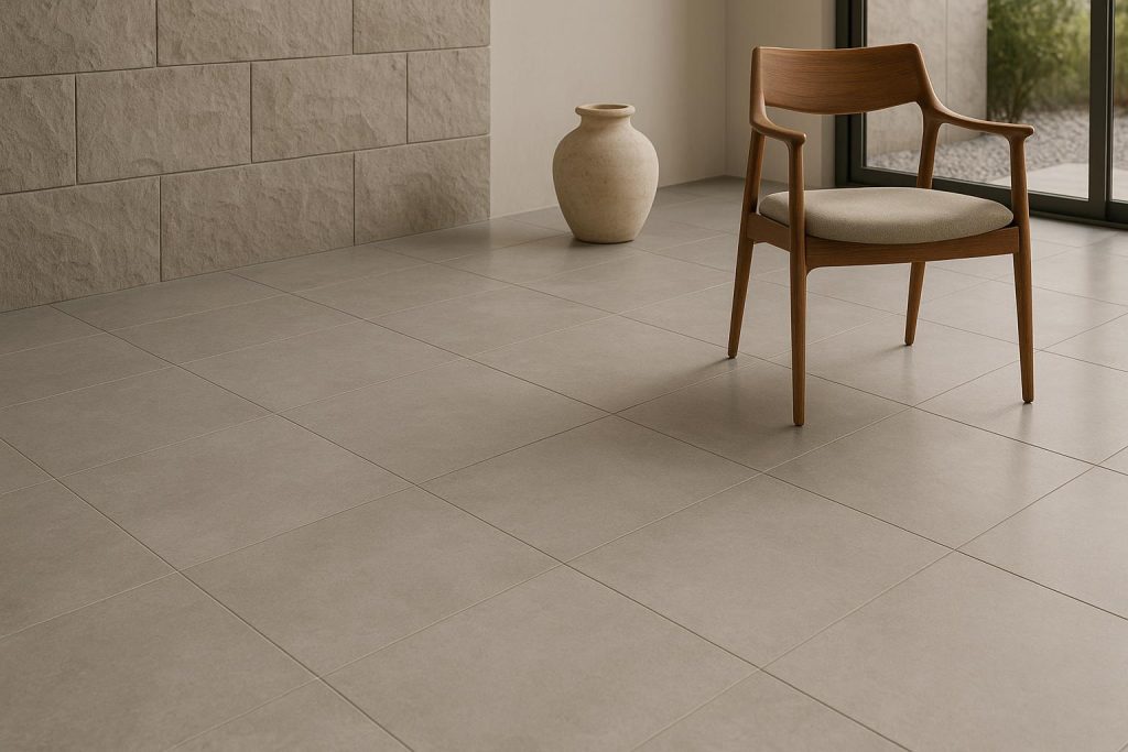 Elegant porcelain tile flooring highlighting durability and classic design in a modern interior