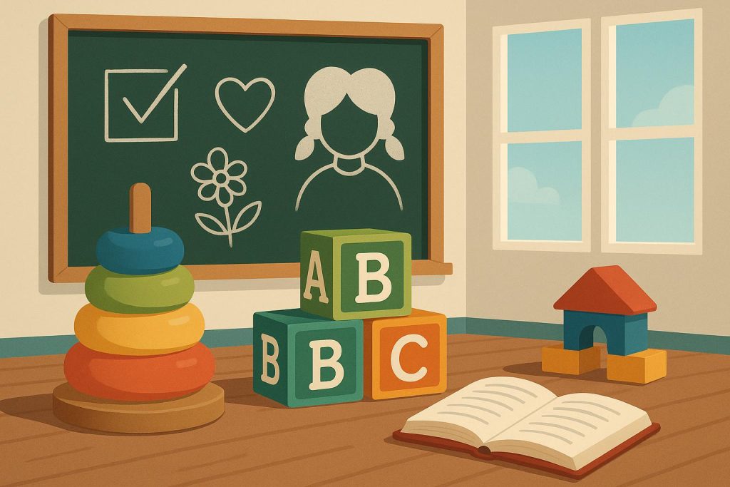 Colorful classroom with educational toys and books promoting quality early childhood education