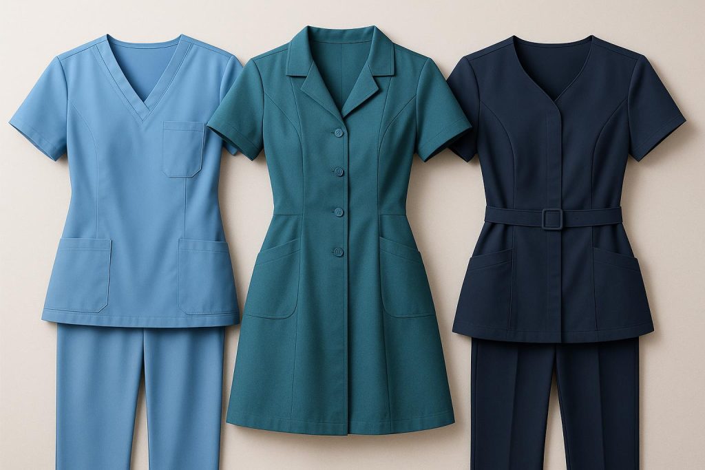 Stylish nurse uniforms showcasing modern designs in contemporary healthcare settings