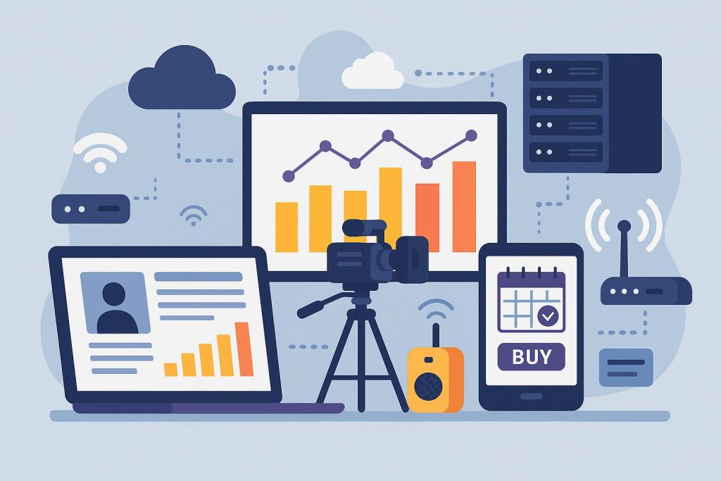 Modern audiovisual equipment and software powering large-scale corporate event production