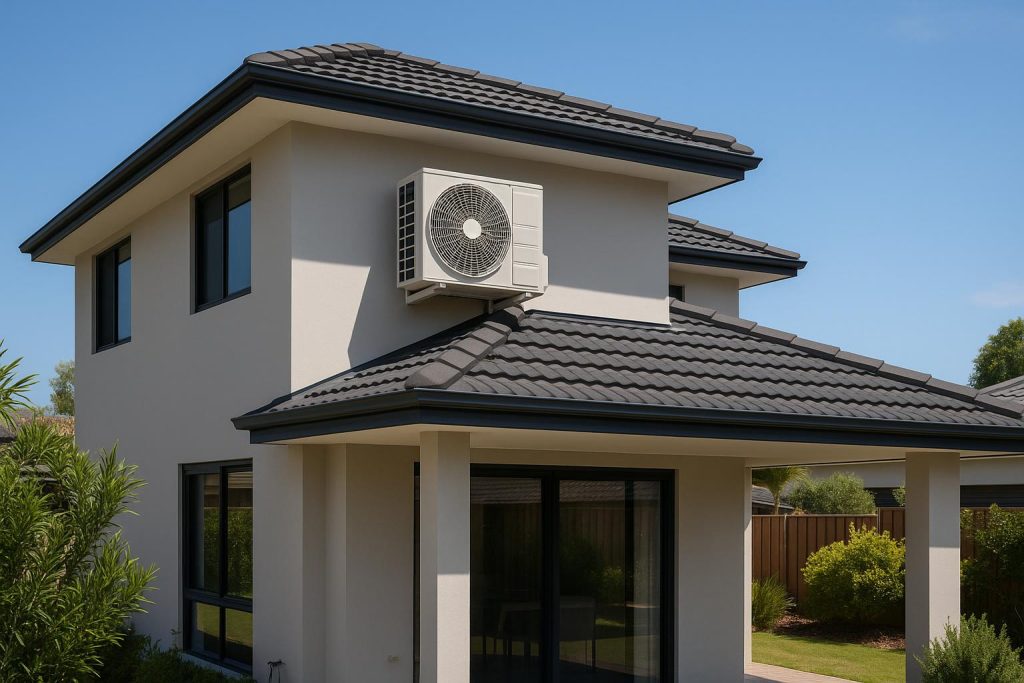 Smart investment: Maximising value with efficient air conditioning Perth. Modern air conditioning unit installed in a Perth home for energy-efficient cooling solutions