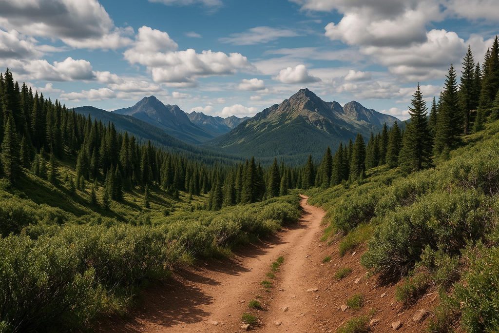 Scenic forest trail winding through trees, highlighting safe environments for trail running