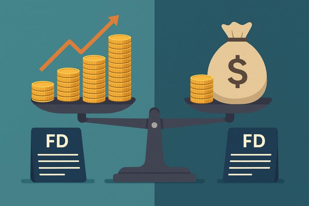 Comparison of cumulative and non-cumulative fixed deposits with financial growth chart