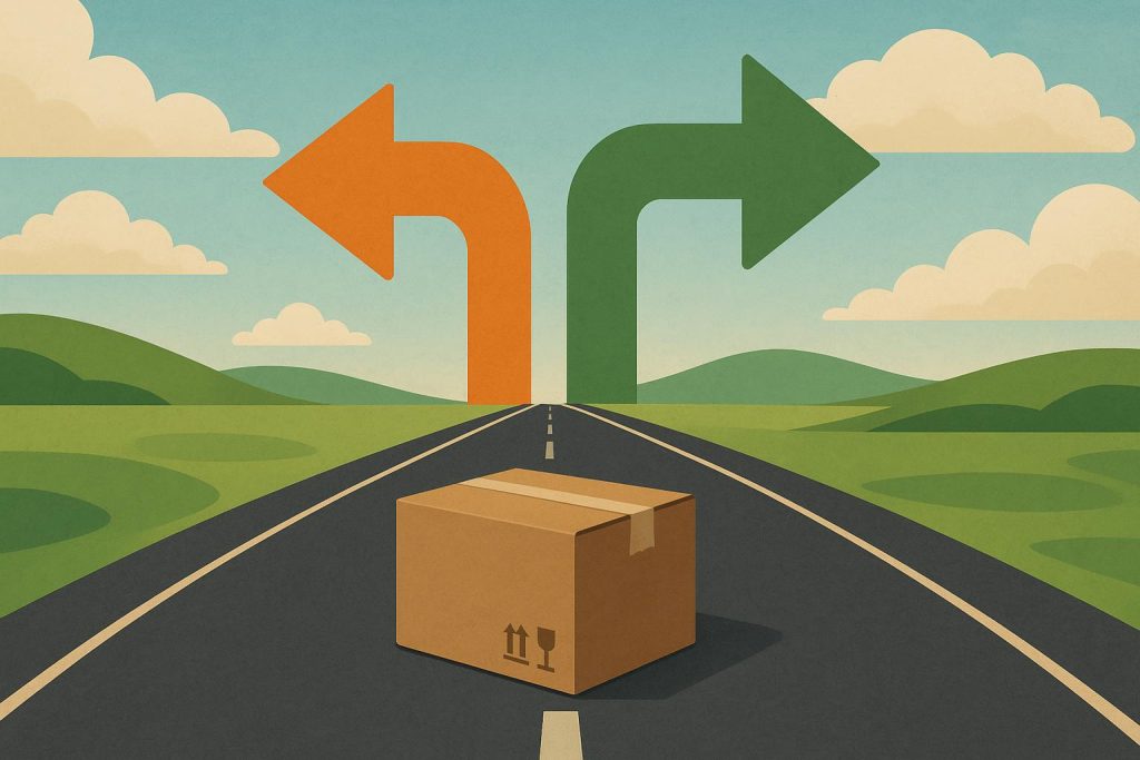 Cargo ship departing port, representing major changes in global shipping and logistics strategies