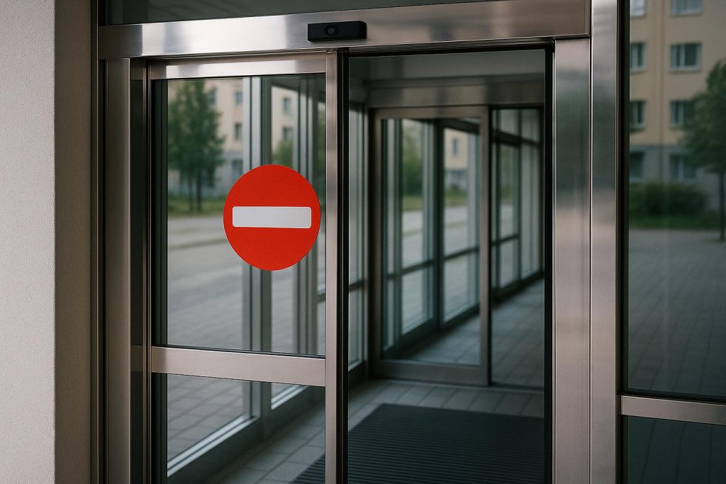 Air conditioning system vents in a modern office ceiling with airflow visibly circulating