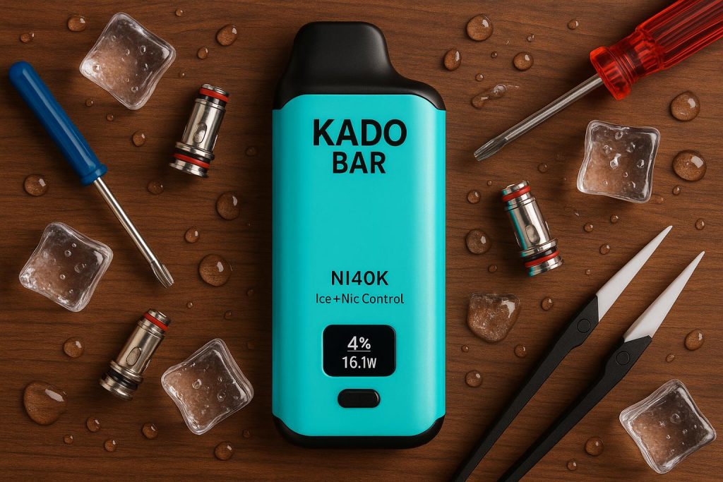 Kado Bar NI40K vape device highlighting Ice flavor and adjustable nicotine control features