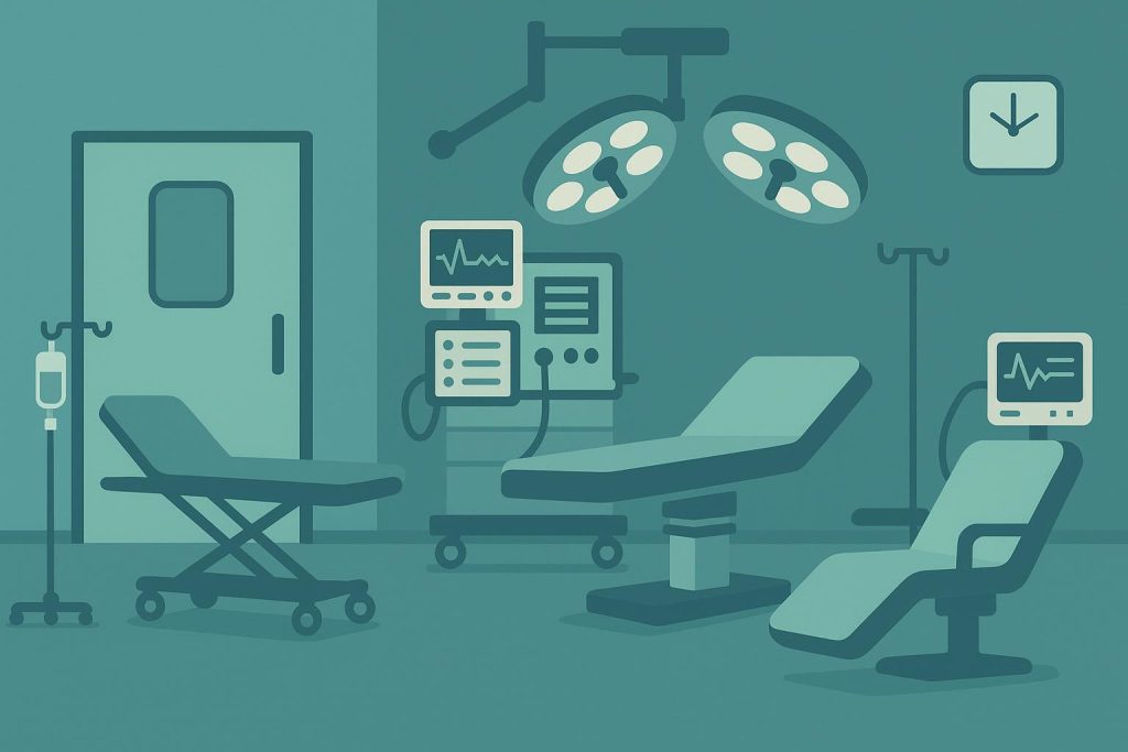 Anesthesia provider preparing patient for surgery and monitoring from pre-op to recovery stages