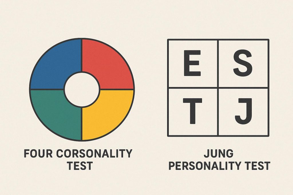 Color-coded personality chart illustrating traits from the 4 Color and Jung personality tests