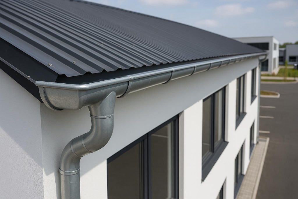 Gutter Installation for Commercial Properties: Essential Tips Commercial property with newly installed gutters showcasing professional gutter installation tips