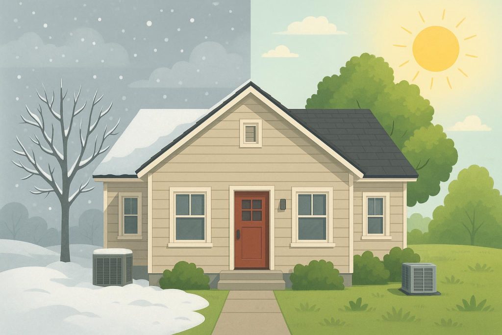 Keeping Your Family Comfortable Through Oklahoma’s Toughest Months Cozy Oklahoma home during extreme weather, showcasing family comfort and seasonal preparedness