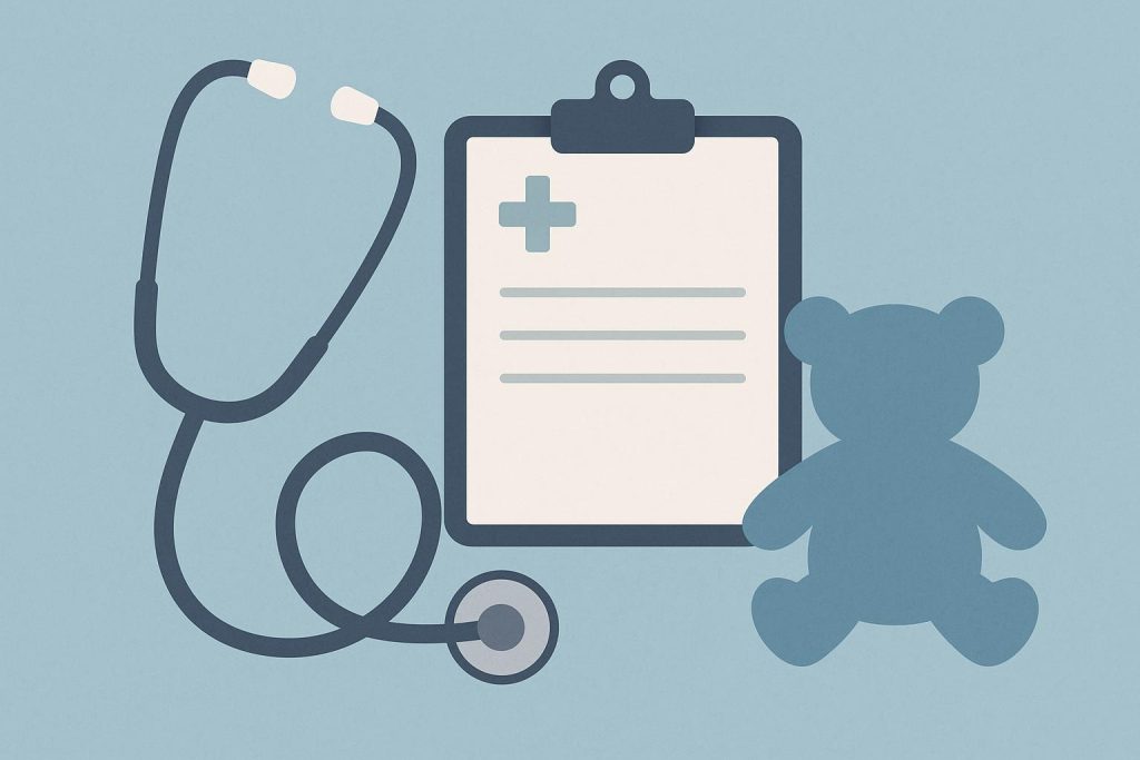 Stethoscope and clipboard symbolizing pediatric health advice and general medical guidance