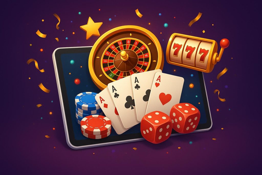 Explore Premium Online iGaming Entertainment Colorful online casino games and slot machines showcasing premium iGaming entertainment platforms