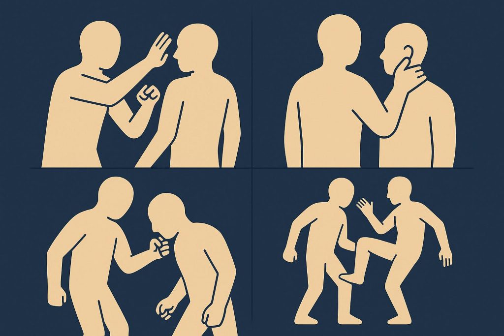 4 Basic Self-Defense Tips and Moves Everyone Should Know Person demonstrating basic self-defense move against attacker in a practical safety training setting