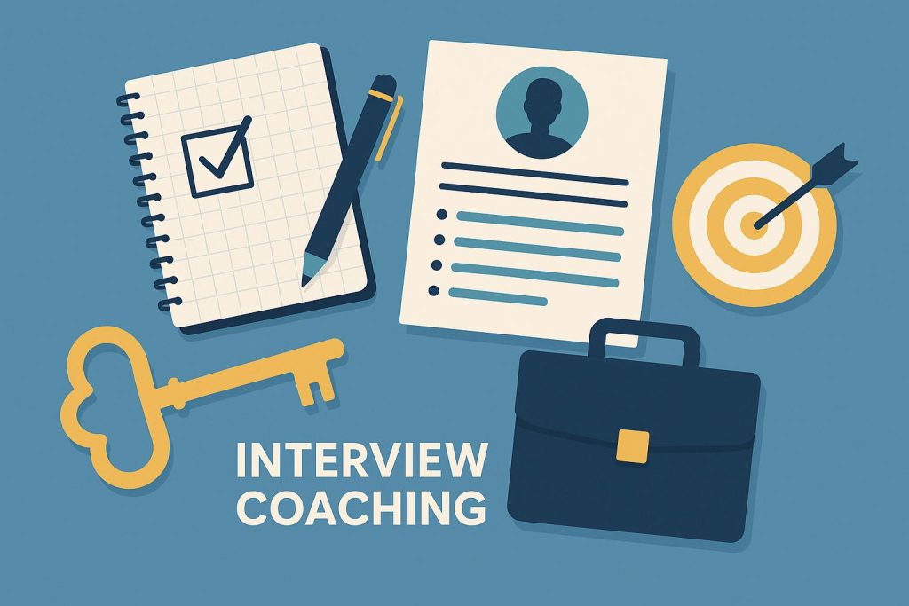 Interview Coaching: The Key to Landing Your Dream Job Job interview preparation with resume and coaching notes on a desk for career success