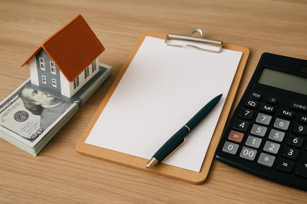 How to Figure Out What House You Can Actually Afford Suburban house with for sale sign and calculator representing home affordability decisions