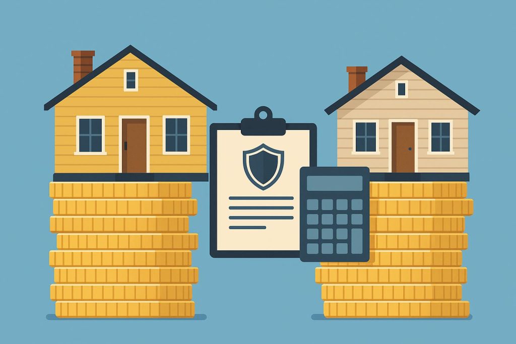 Construction contractors comparing insurance bills and business revenue differences