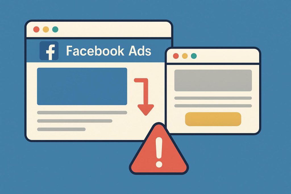 Five Signs Your Facebook Ads Problem Is Really a Landing Page Problem Facebook ad statistics chart highlighting landing page performance issues and conversion rates