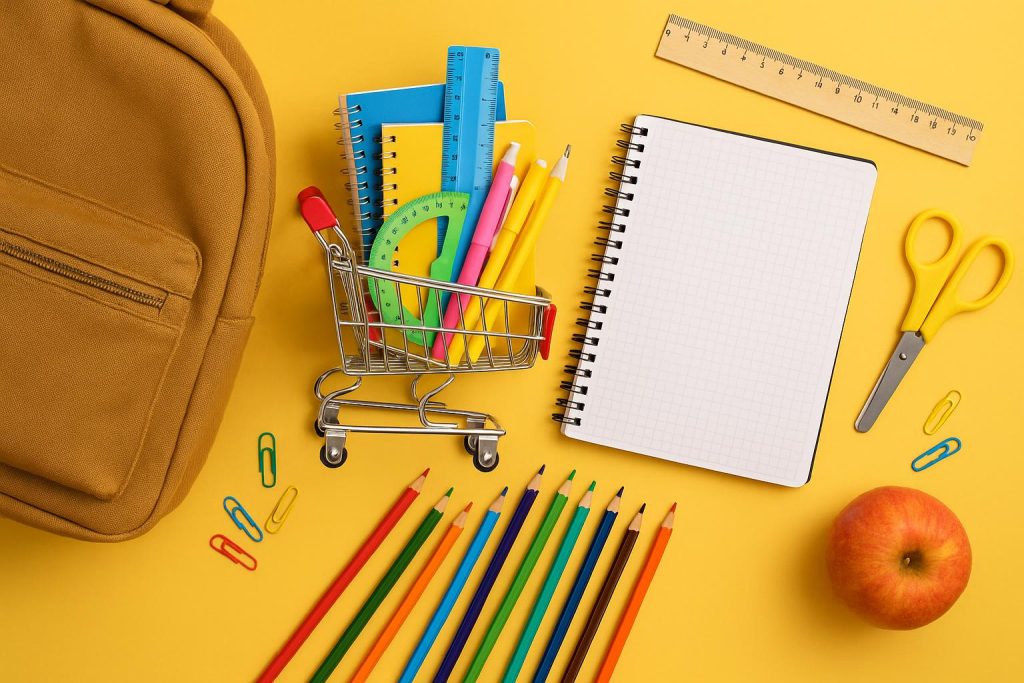 Back-to-school supplies on store shelves highlight retail inventory preparation challenges