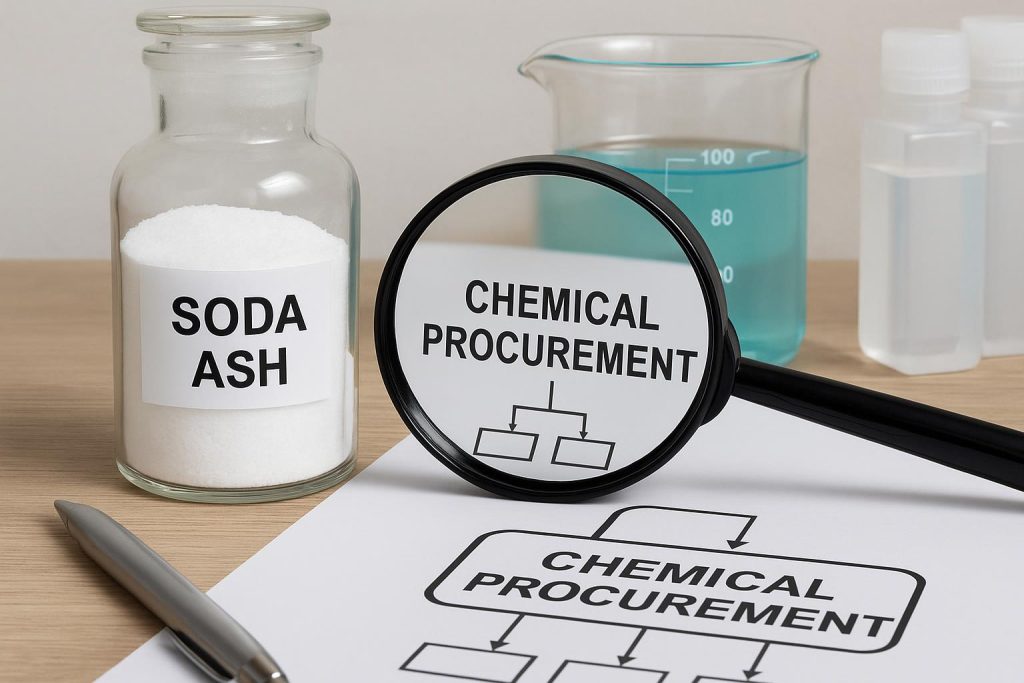 Soda ash distribution logistics facilitating efficient chemical procurement for businesses