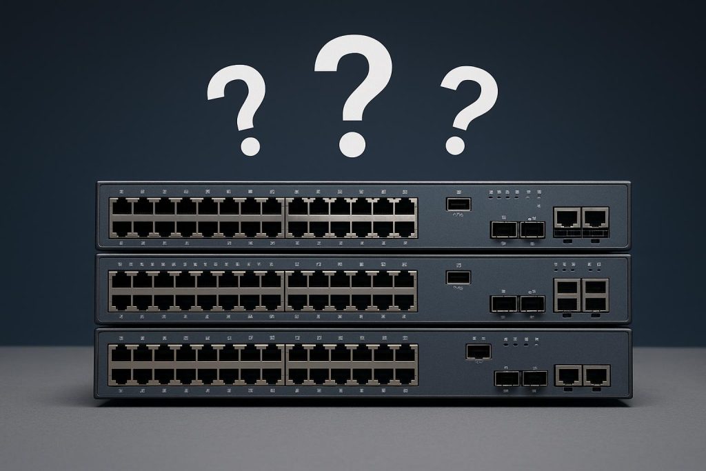 The Questions That Decide What Your Network Switches Are Actually Worth Close-up of network switches, Ethernet cables, and evaluation tools for assessing switch value