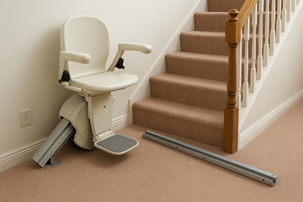 How to Choose the Best Stairlift Removal in Newcastle Service Stairlift being carefully removed from a residential staircase in Newcastle for service comparison