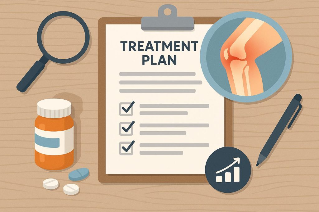 How to Evaluate a Nonsurgical Joint Pain Treatment Plan Physical therapist demonstrating nonsurgical joint pain relief techniques with knee model