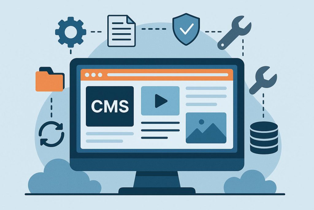 How Choosing A Reliable CMS Can Streamline Your Website Management Modern CMS dashboard interface streamlining website management and content organization