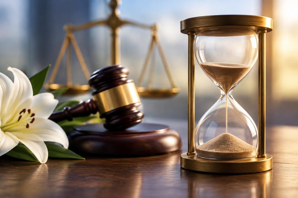 How Long Do You Have to File a Wrongful Death Claim in California? Court gavel and legal documents representing wrongful death lawsuit filing deadline